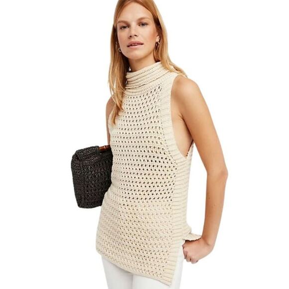 NWT! Free People Northern Lights Sleeveless Crochet Sweater XS - Picture 3 of 9